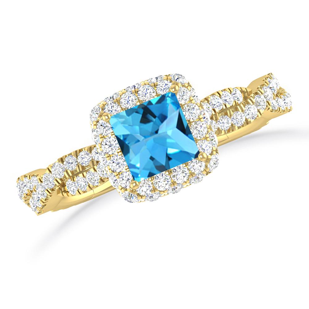 Yellow Gold - Blue Topaz