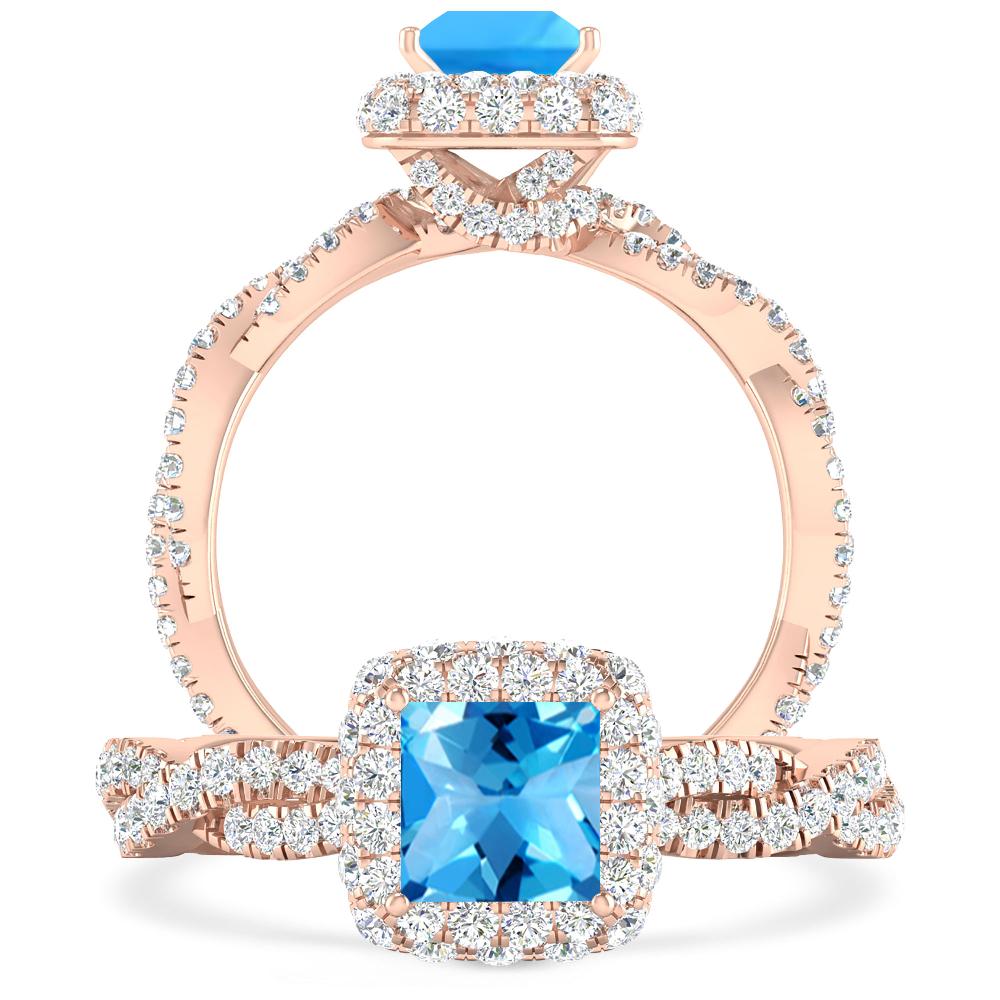 Rose Gold - Blue Topaz