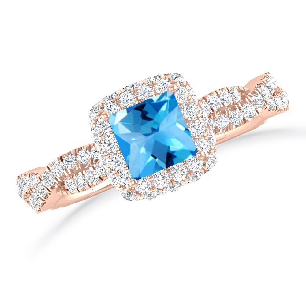 Rose Gold - Blue Topaz