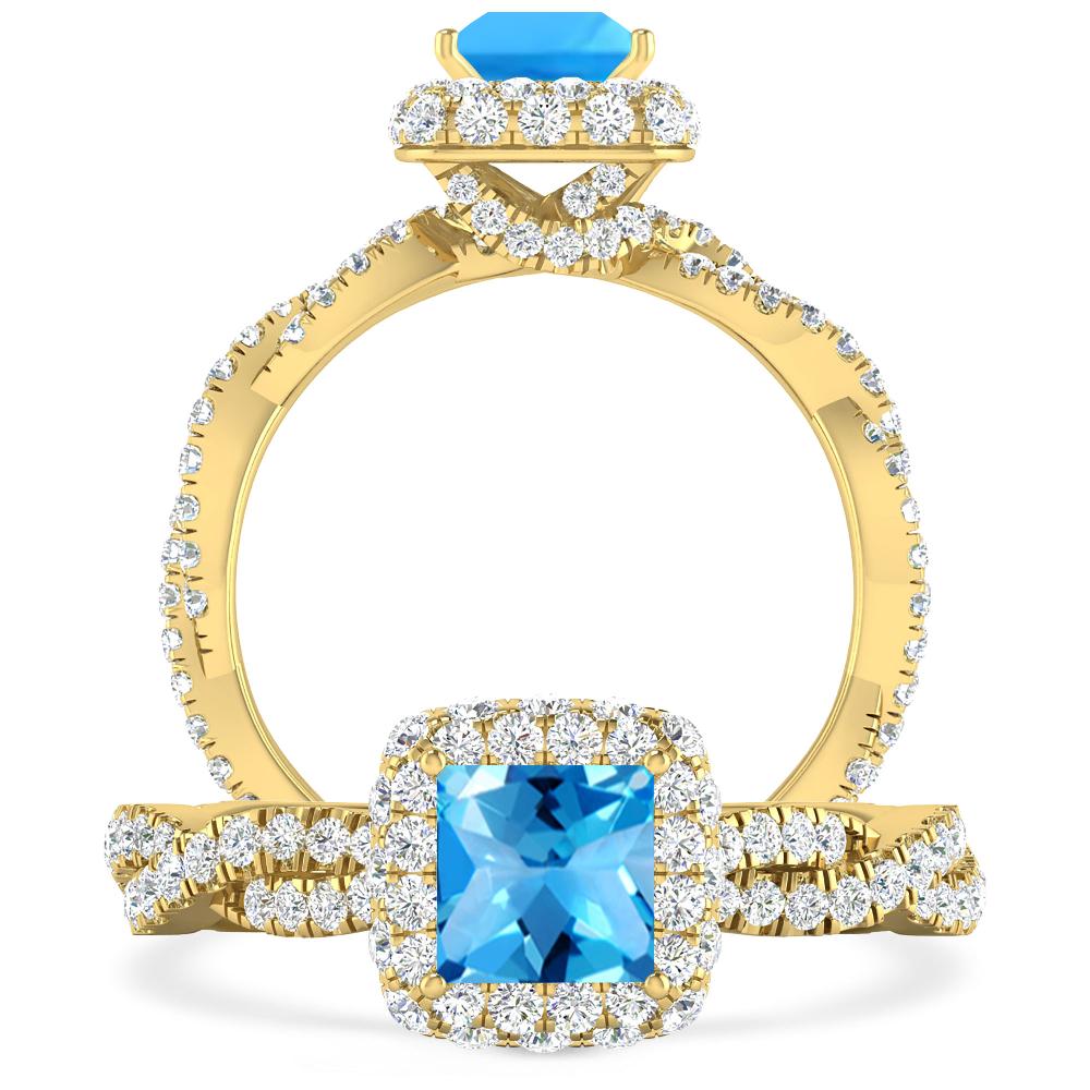 Yellow Gold - Blue Topaz