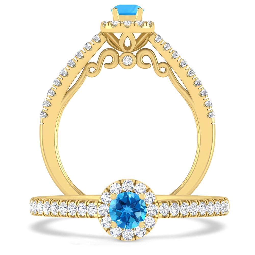 Yellow Gold - Blue Topaz