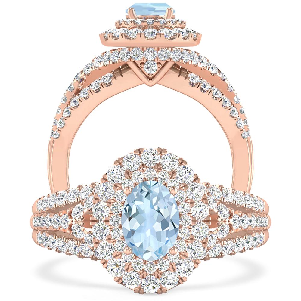 Rose Gold - Aquamarine