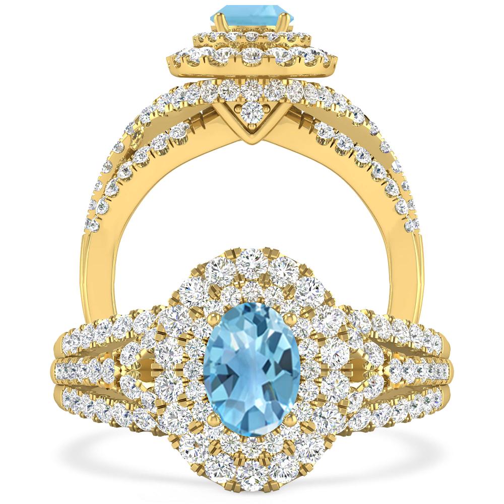 Yellow Gold - Blue Topaz