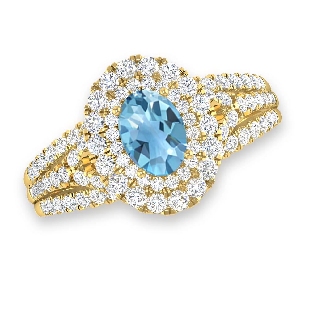 Yellow Gold - Blue Topaz