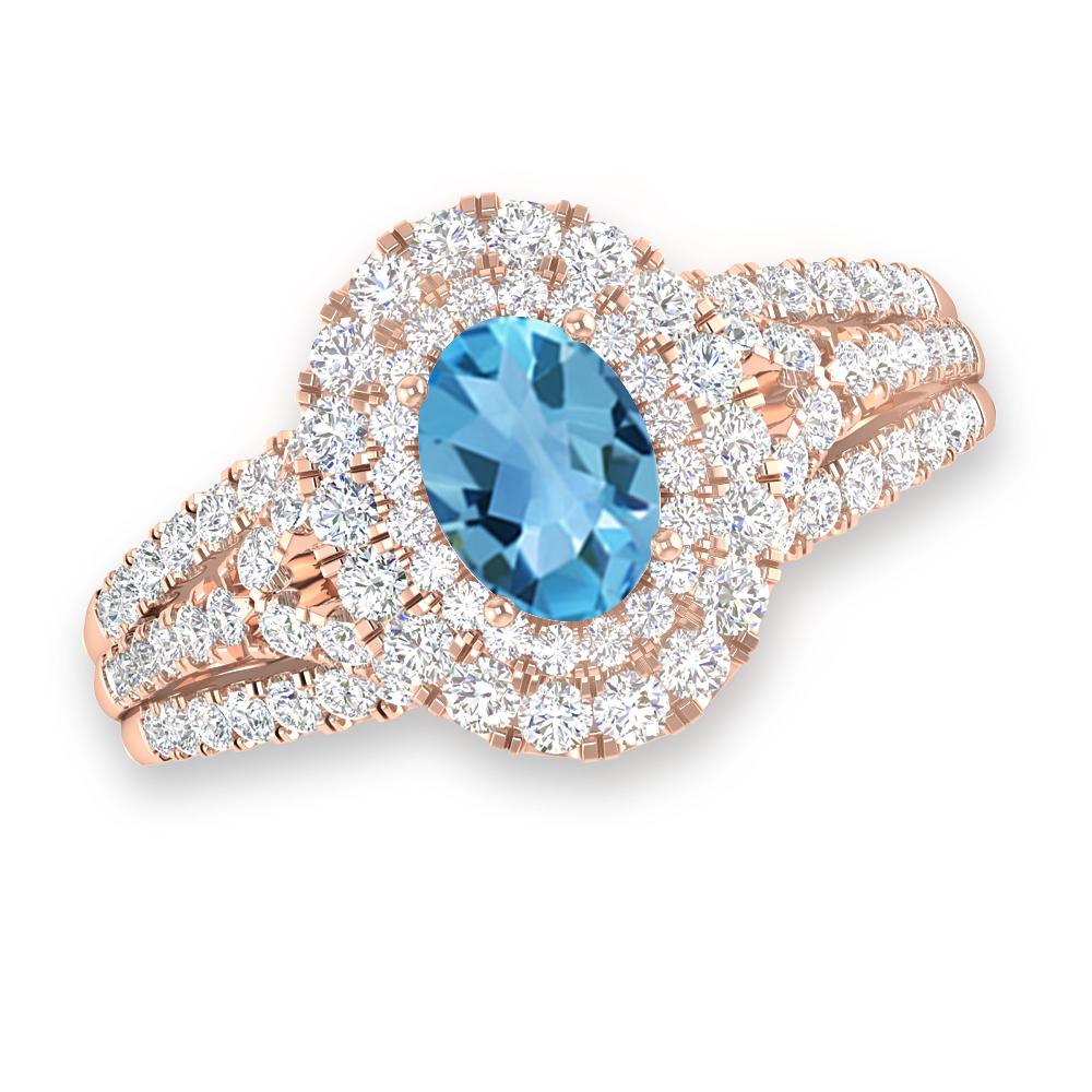 Rose Gold - Blue Topaz