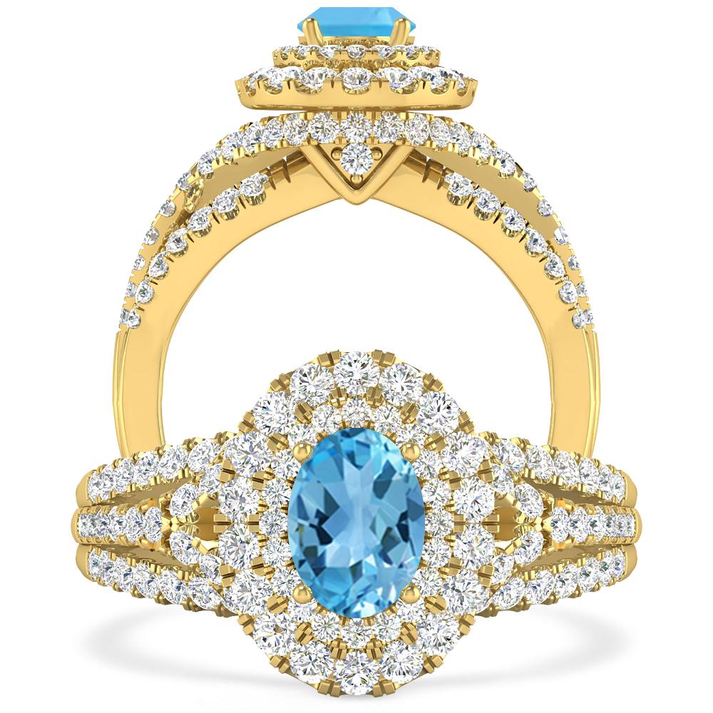 Yellow Gold - Blue Topaz