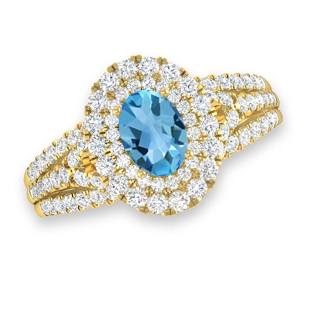 Yellow Gold - Blue Topaz