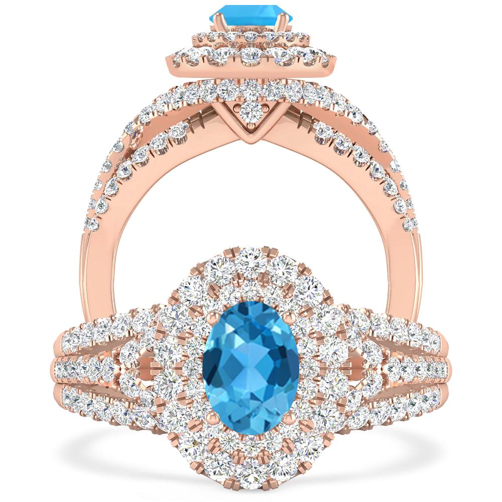 Rose Gold - Blue Topaz