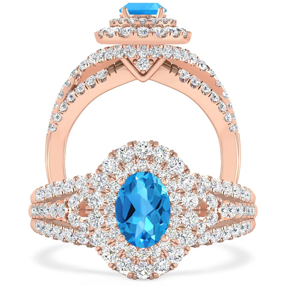 Rose Gold - Blue Topaz