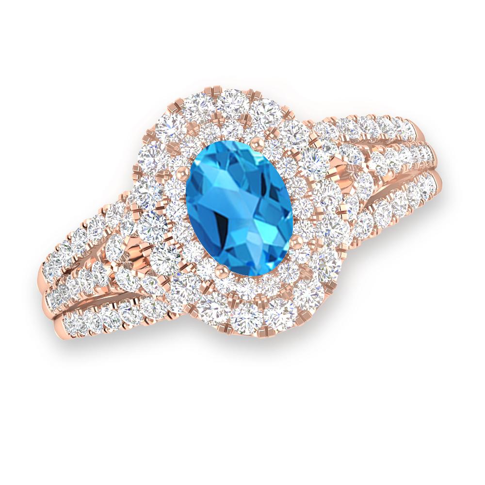 Rose Gold - Blue Topaz