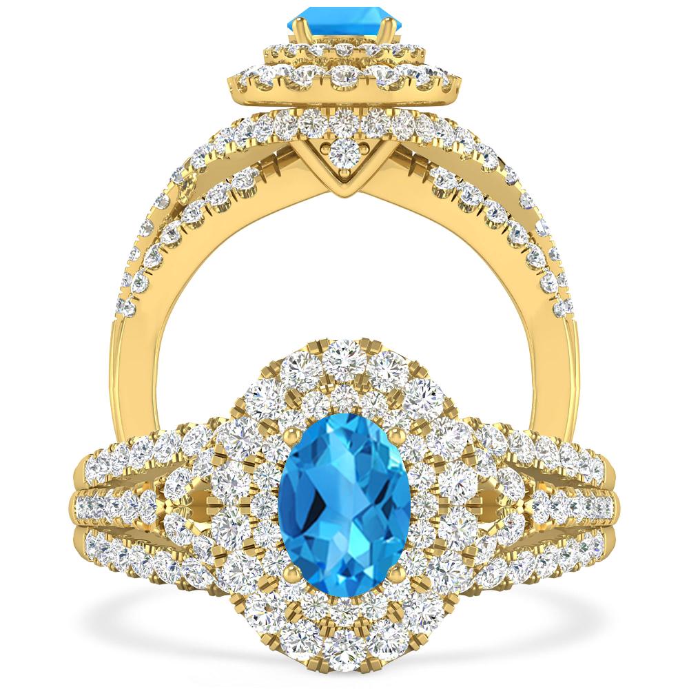 Yellow Gold - Blue Topaz