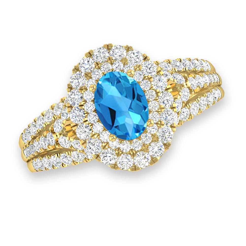 Yellow Gold - Blue Topaz