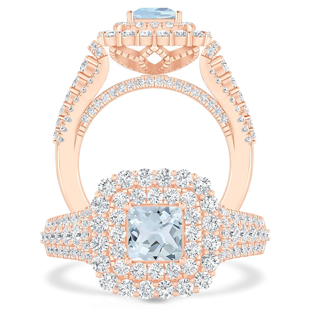 Rose Gold - Aquamarine