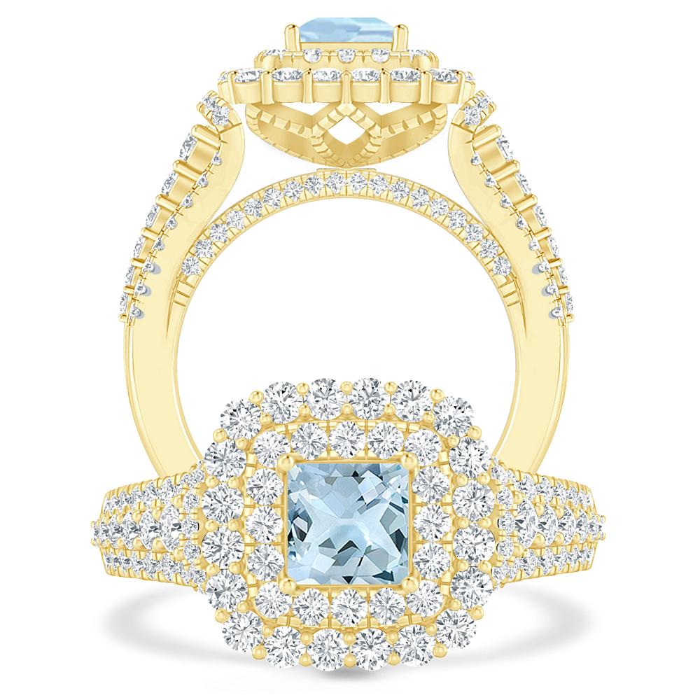 Yellow Gold - Aquamarine