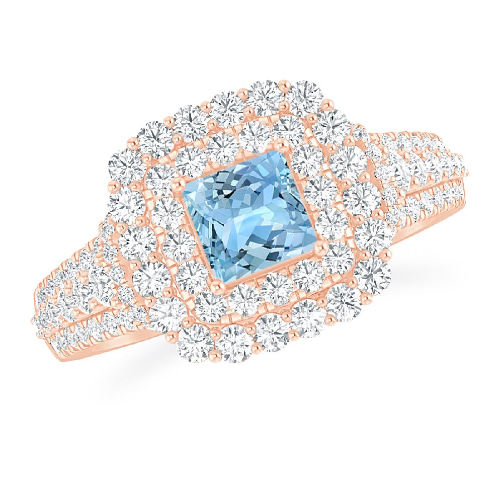 Rose Gold - Aquamarine