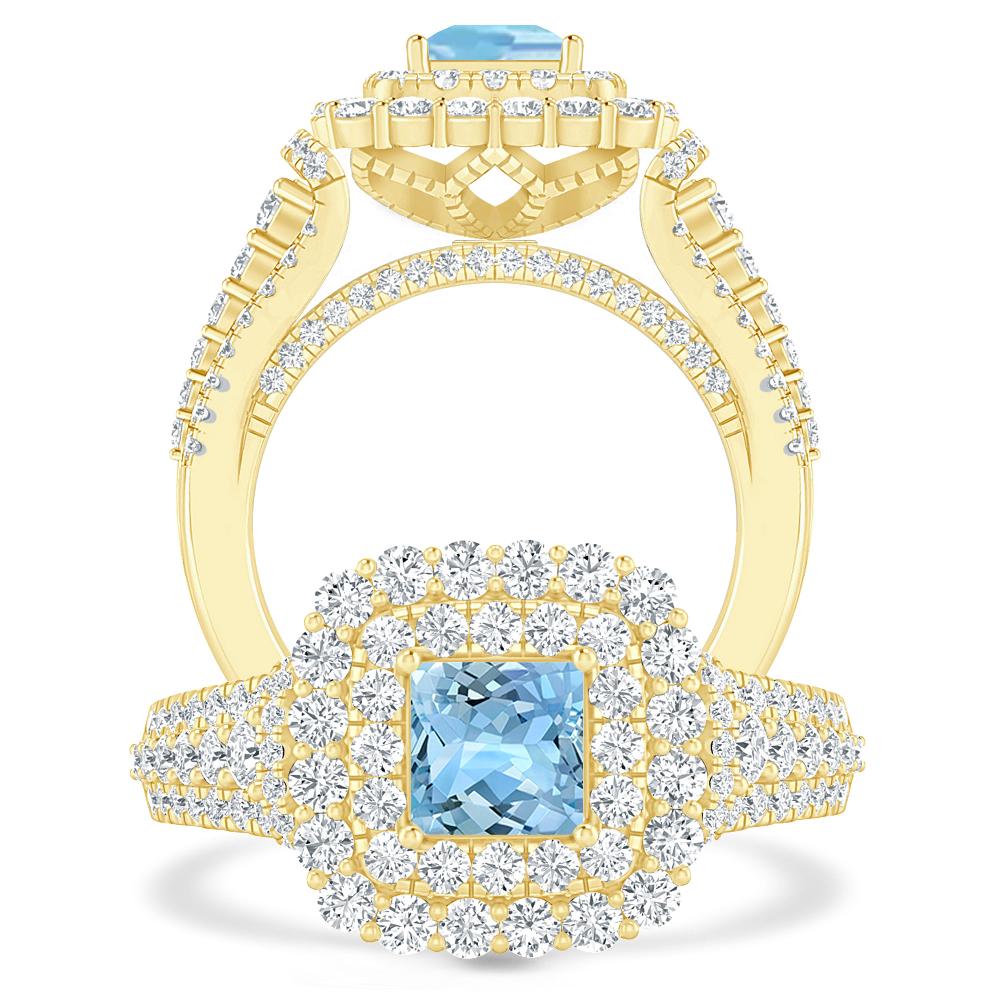 Yellow Gold - Aquamarine