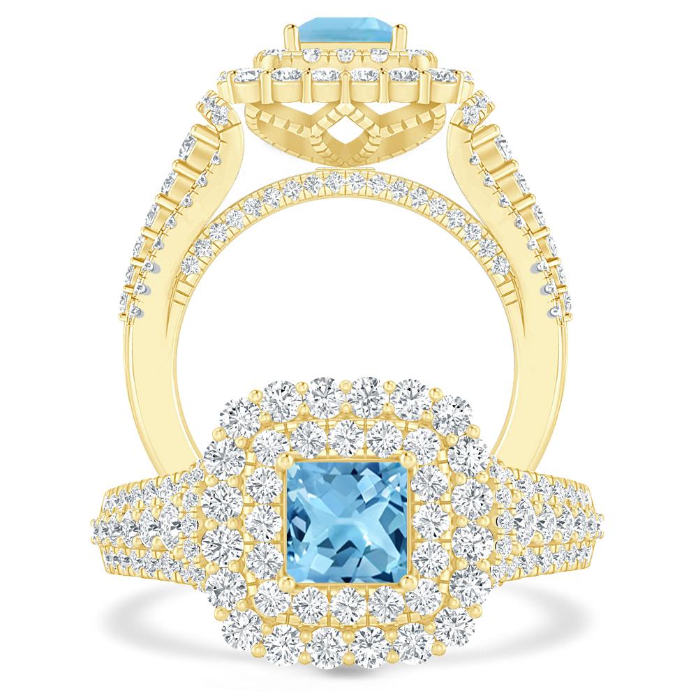 Yellow Gold - Blue Topaz