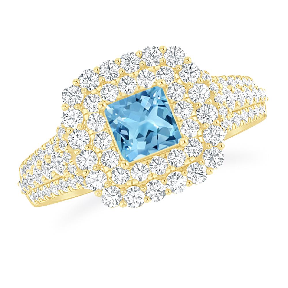 Yellow Gold - Blue Topaz