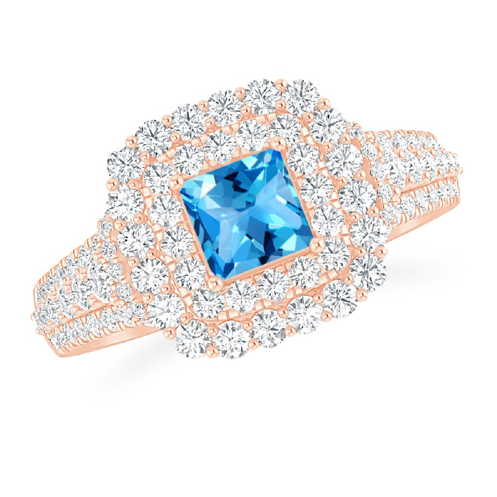 Rose Gold - Blue Topaz