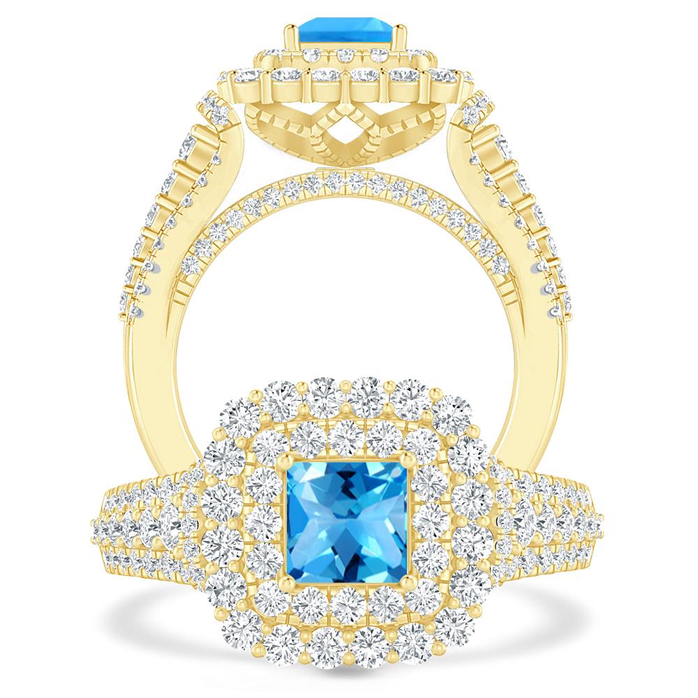 Yellow Gold - Blue Topaz