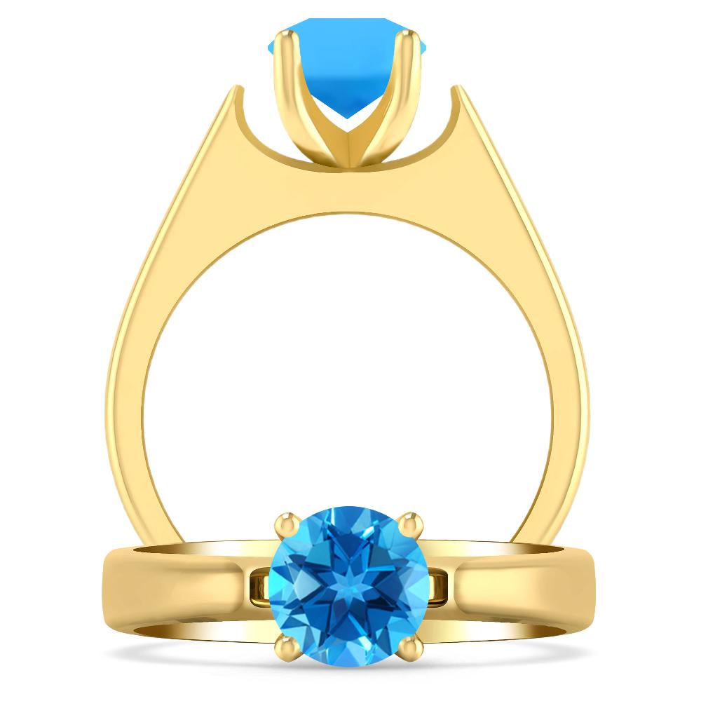 Yellow Gold - Blue Topaz