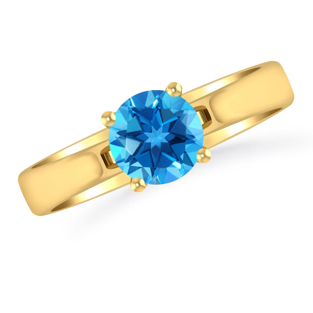 Yellow Gold - Blue Topaz