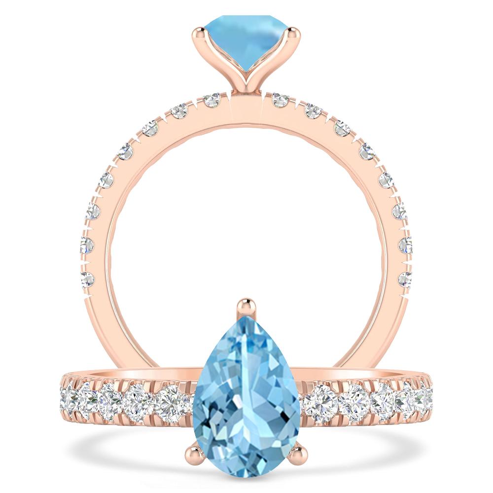 Rose Gold - Aquamarine