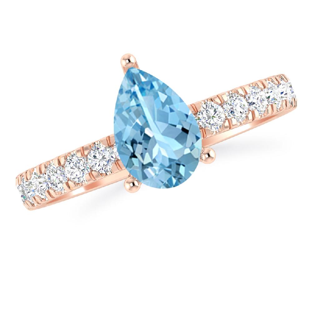 Rose Gold - Aquamarine