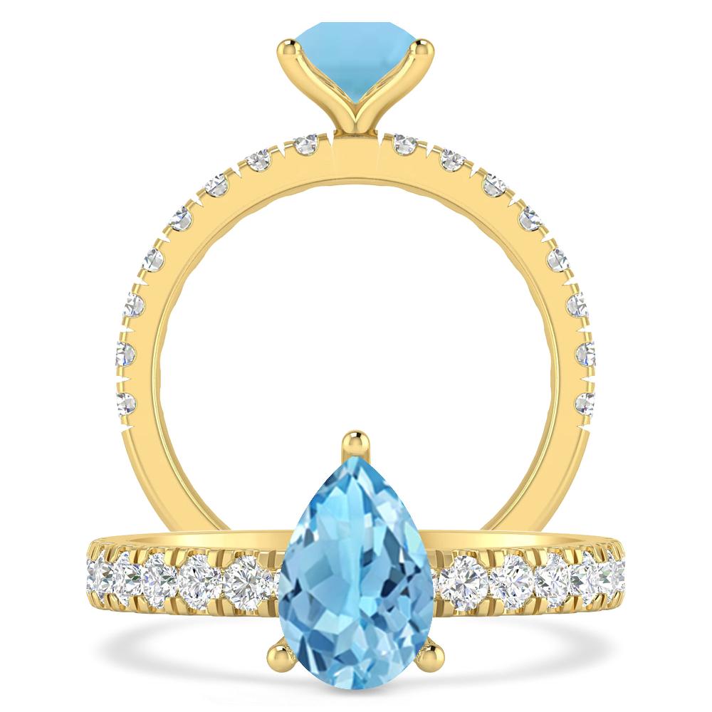 Yellow Gold - Blue Topaz