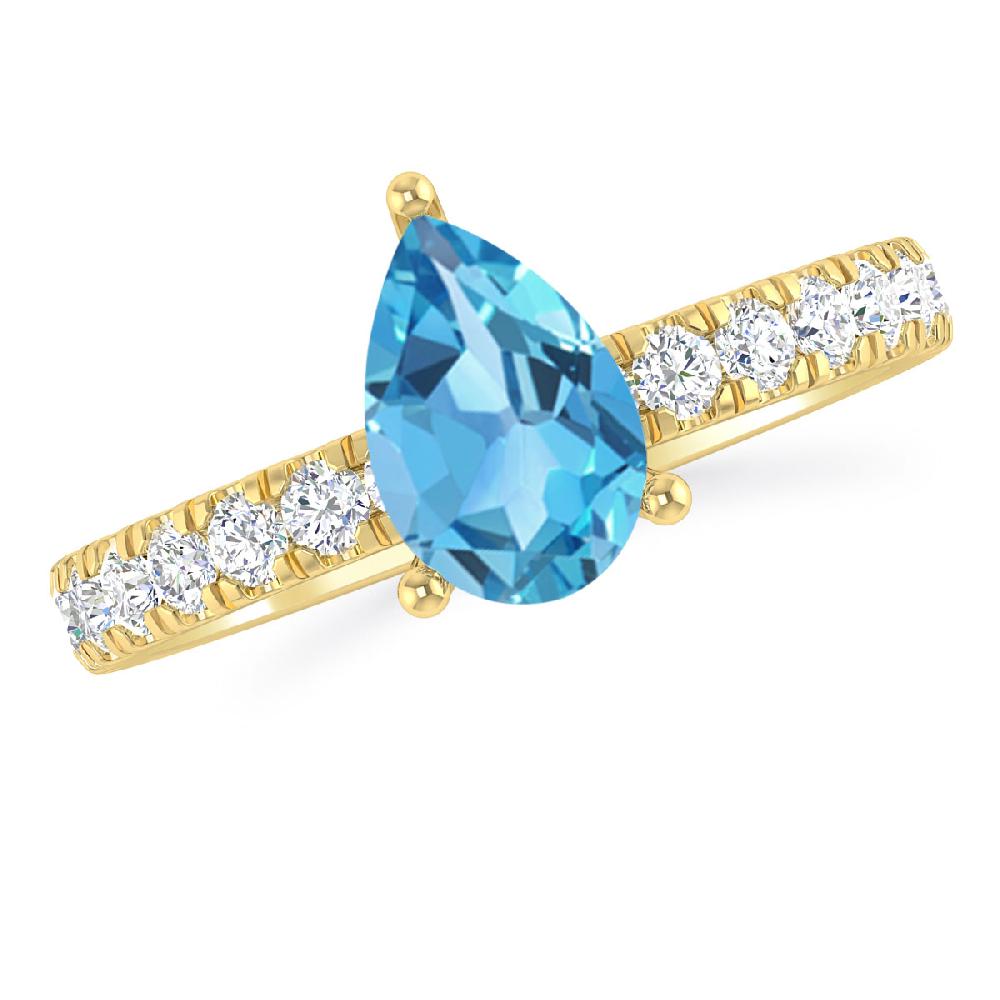 Yellow Gold - Blue Topaz