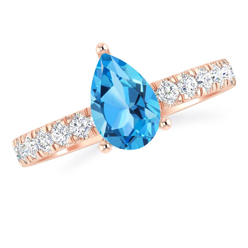 Rose Gold - Blue Topaz