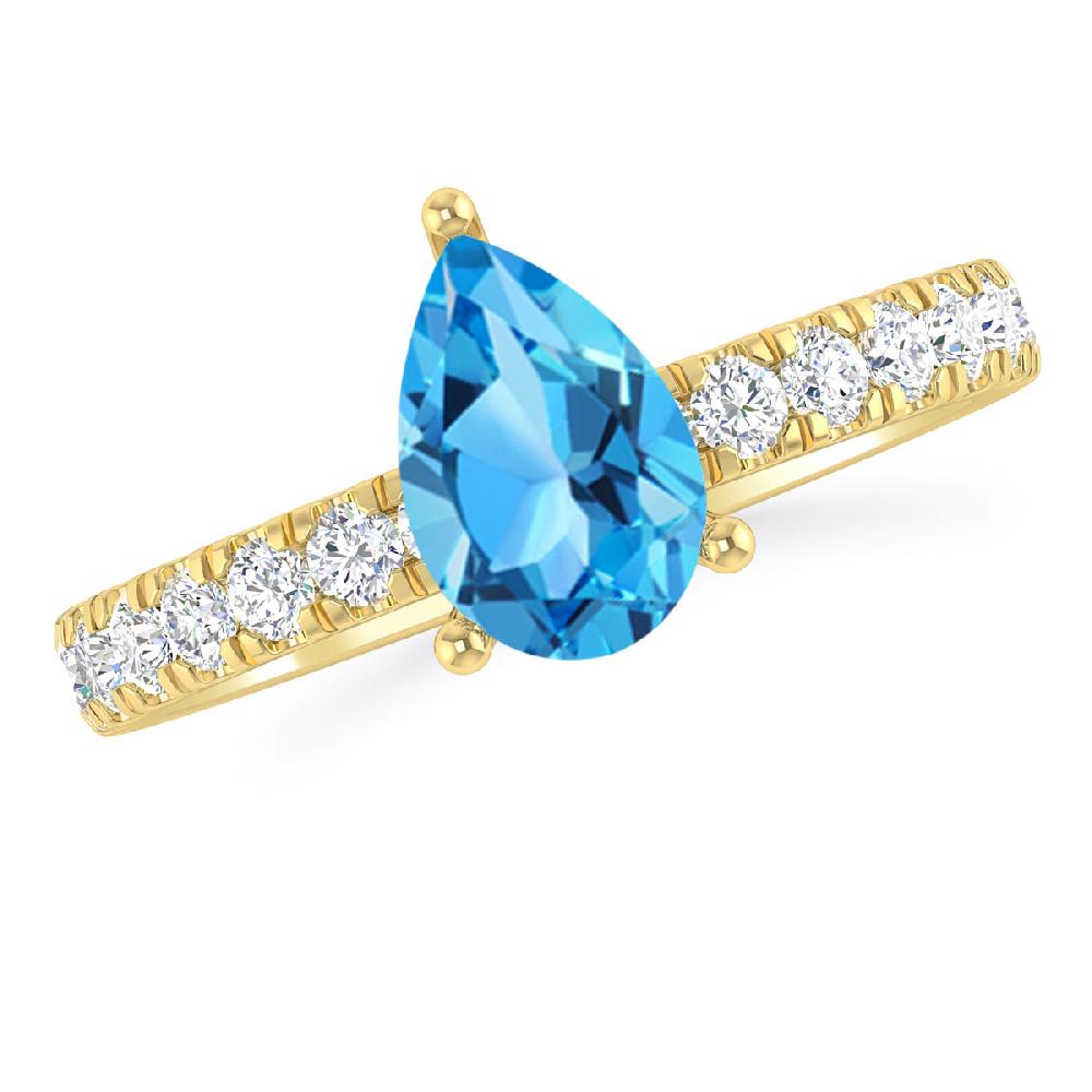 Yellow Gold - Blue Topaz