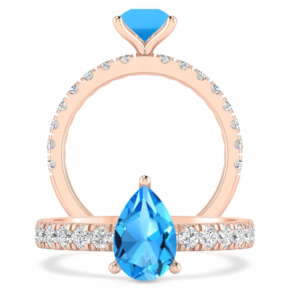 Rose Gold - Blue Topaz