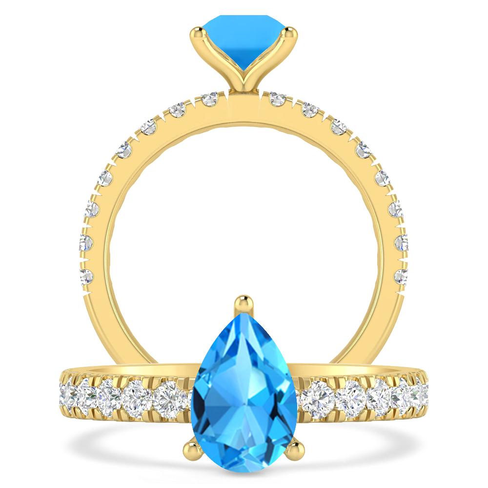 Yellow Gold - Blue Topaz