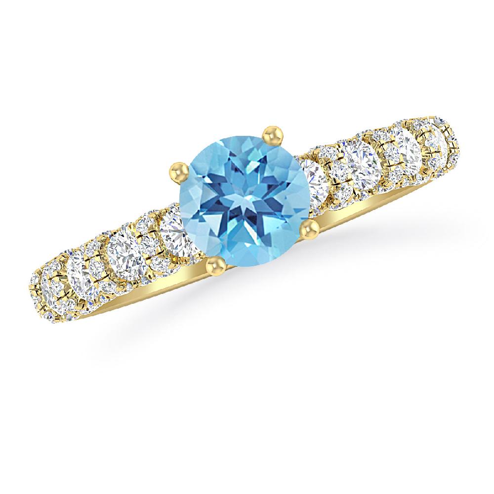 Yellow Gold - Blue Topaz