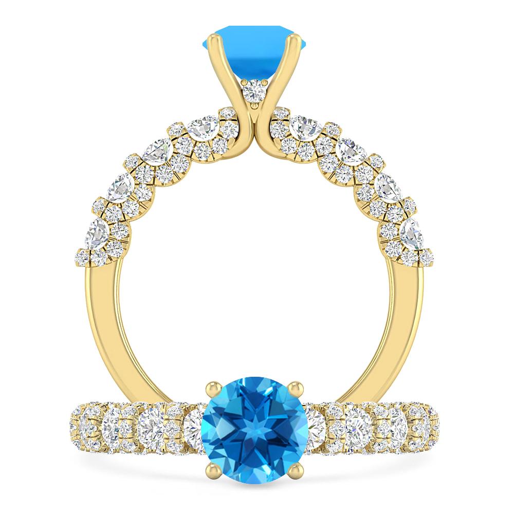 Yellow Gold - Blue Topaz