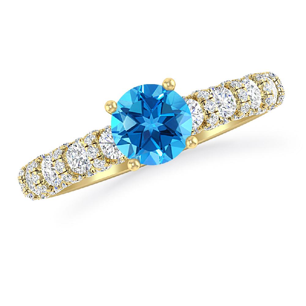 Yellow Gold - Blue Topaz