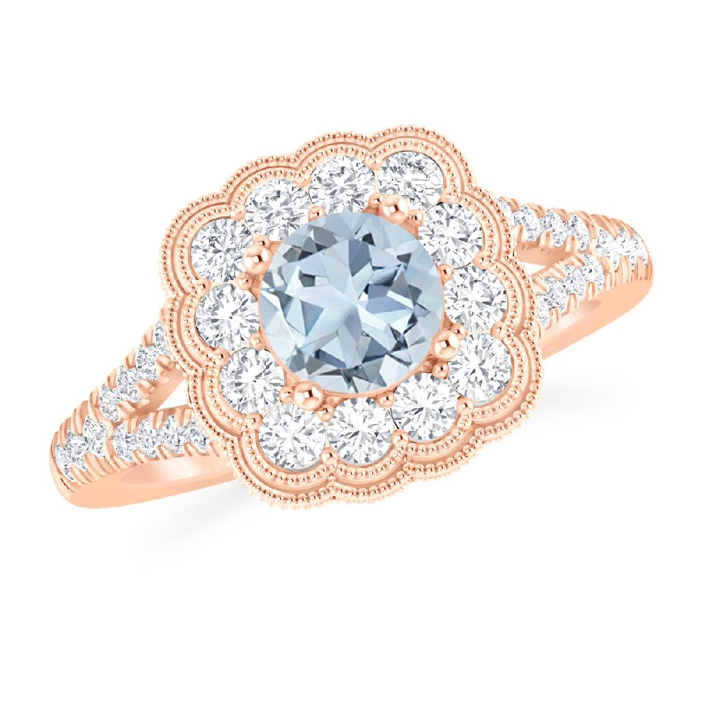 Rose Gold - Aquamarine