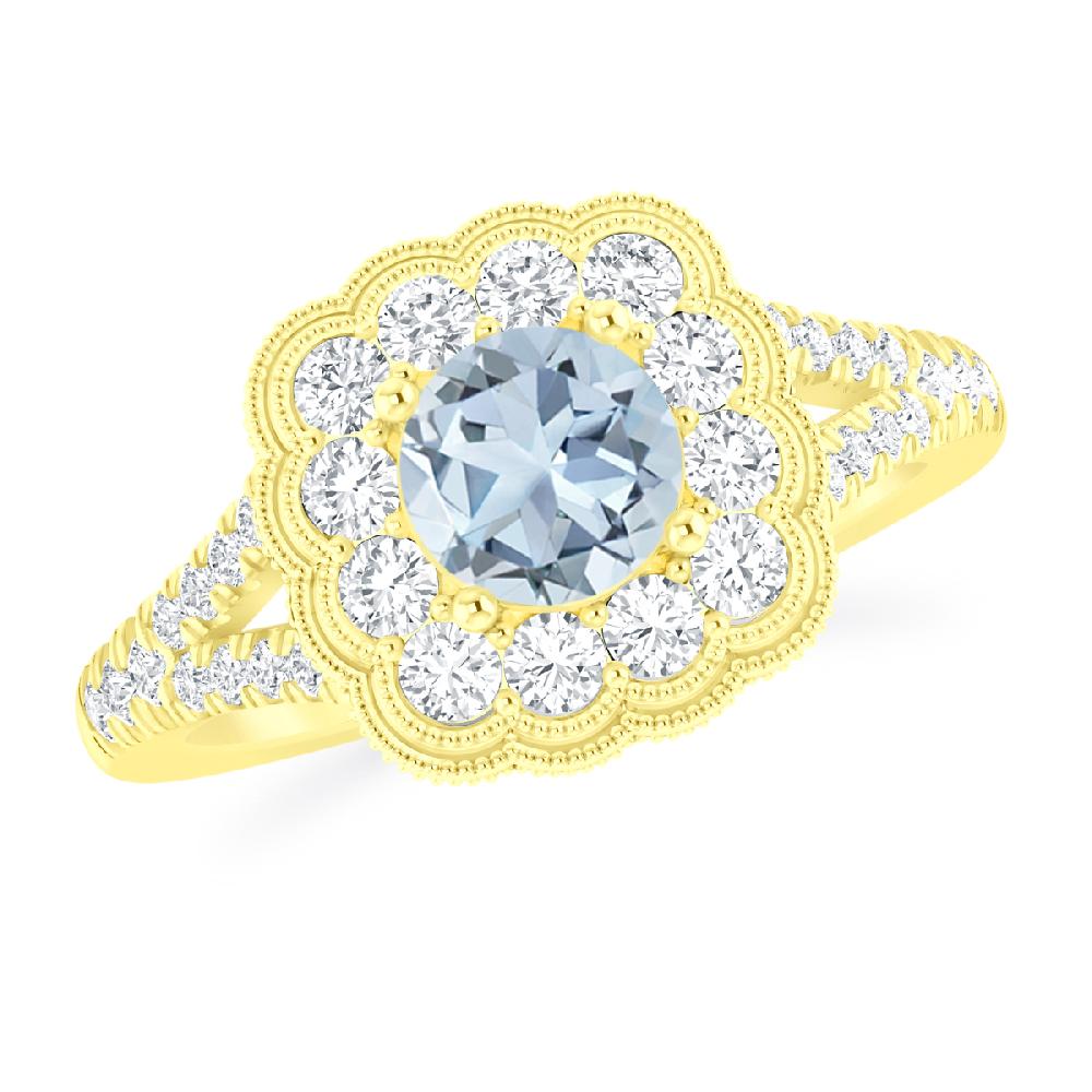 Yellow Gold - Aquamarine