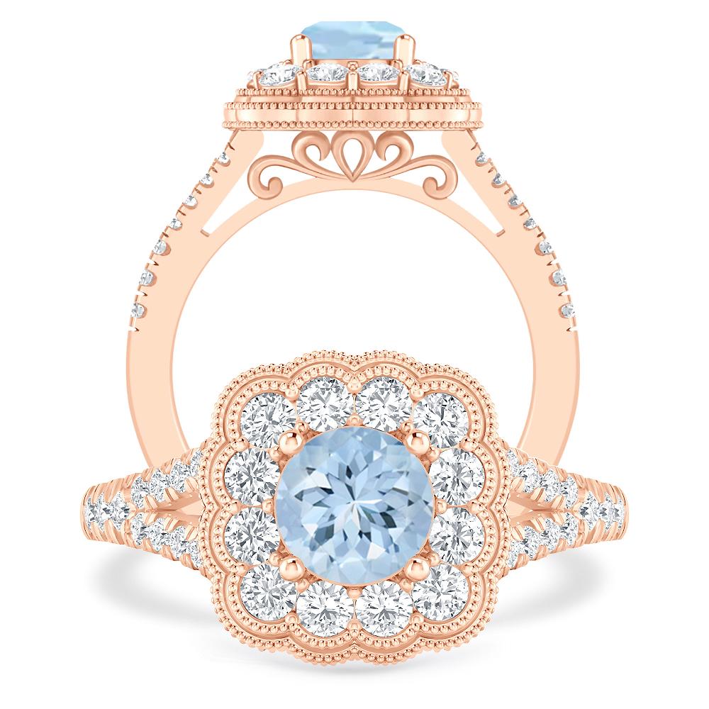 Rose Gold - Aquamarine