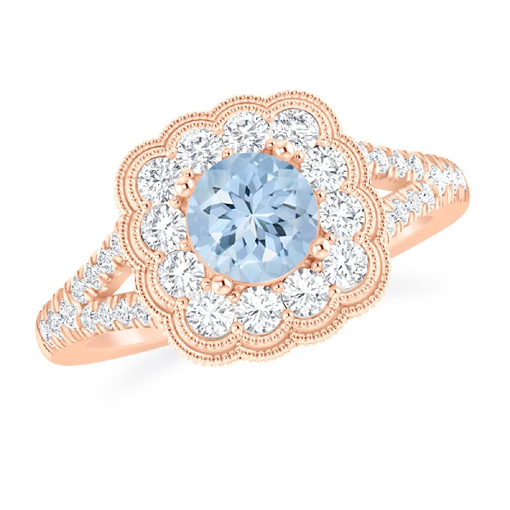 Rose Gold - Aquamarine