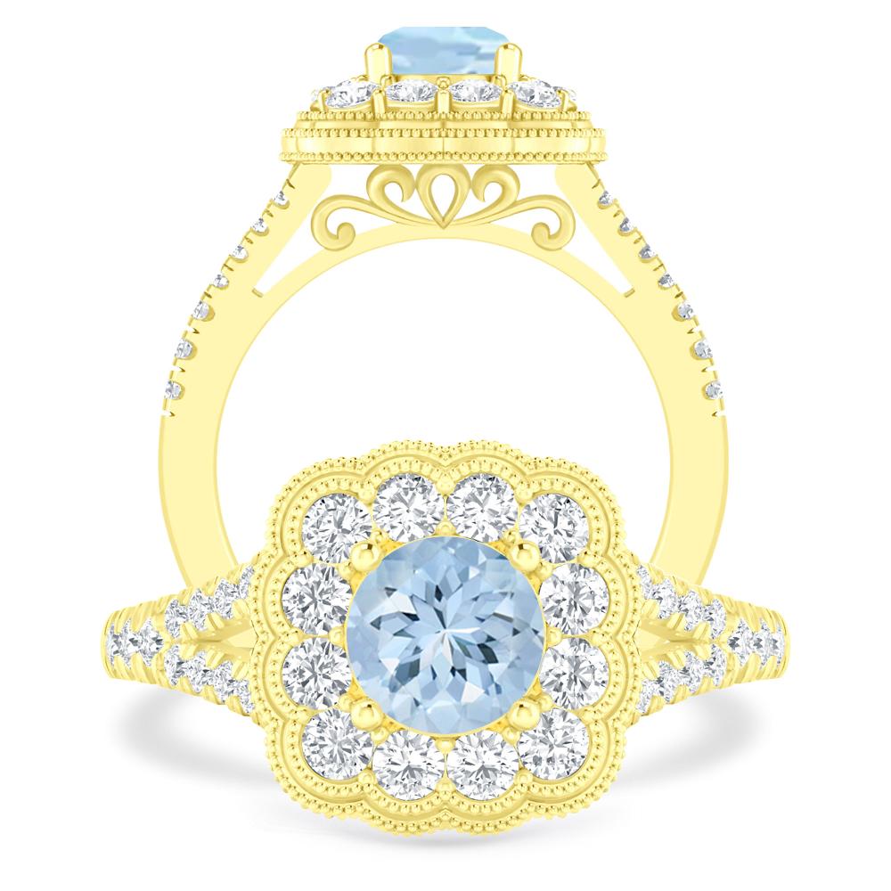 Yellow Gold - Aquamarine