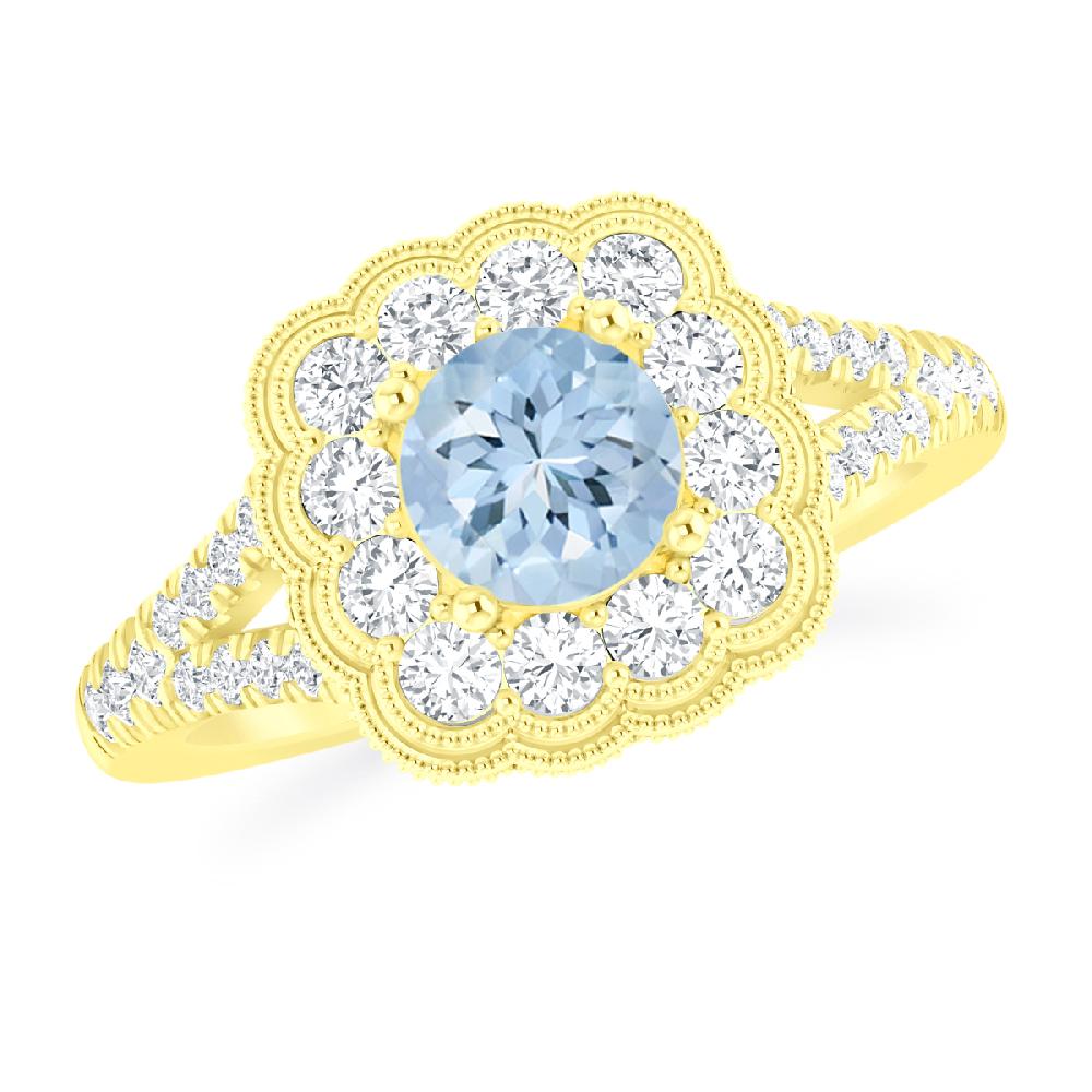 Yellow Gold - Aquamarine