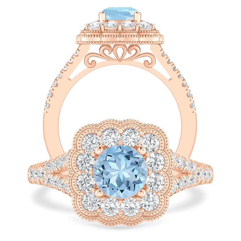 Rose Gold - Aquamarine