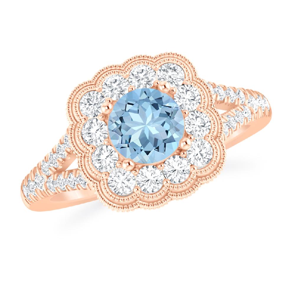 Rose Gold - Aquamarine