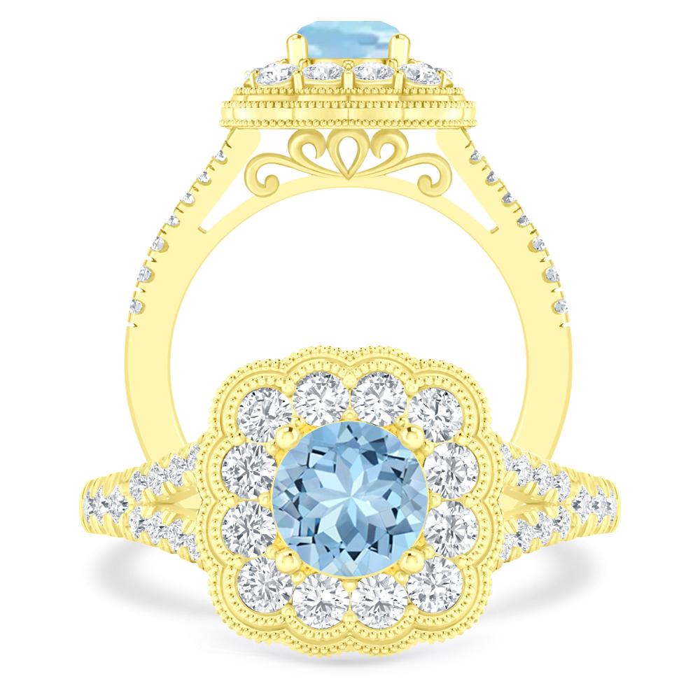 Yellow Gold - Aquamarine