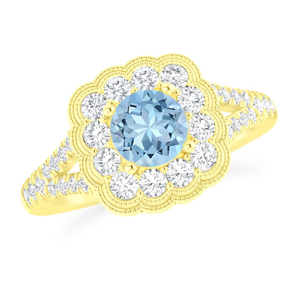 Yellow Gold - Aquamarine