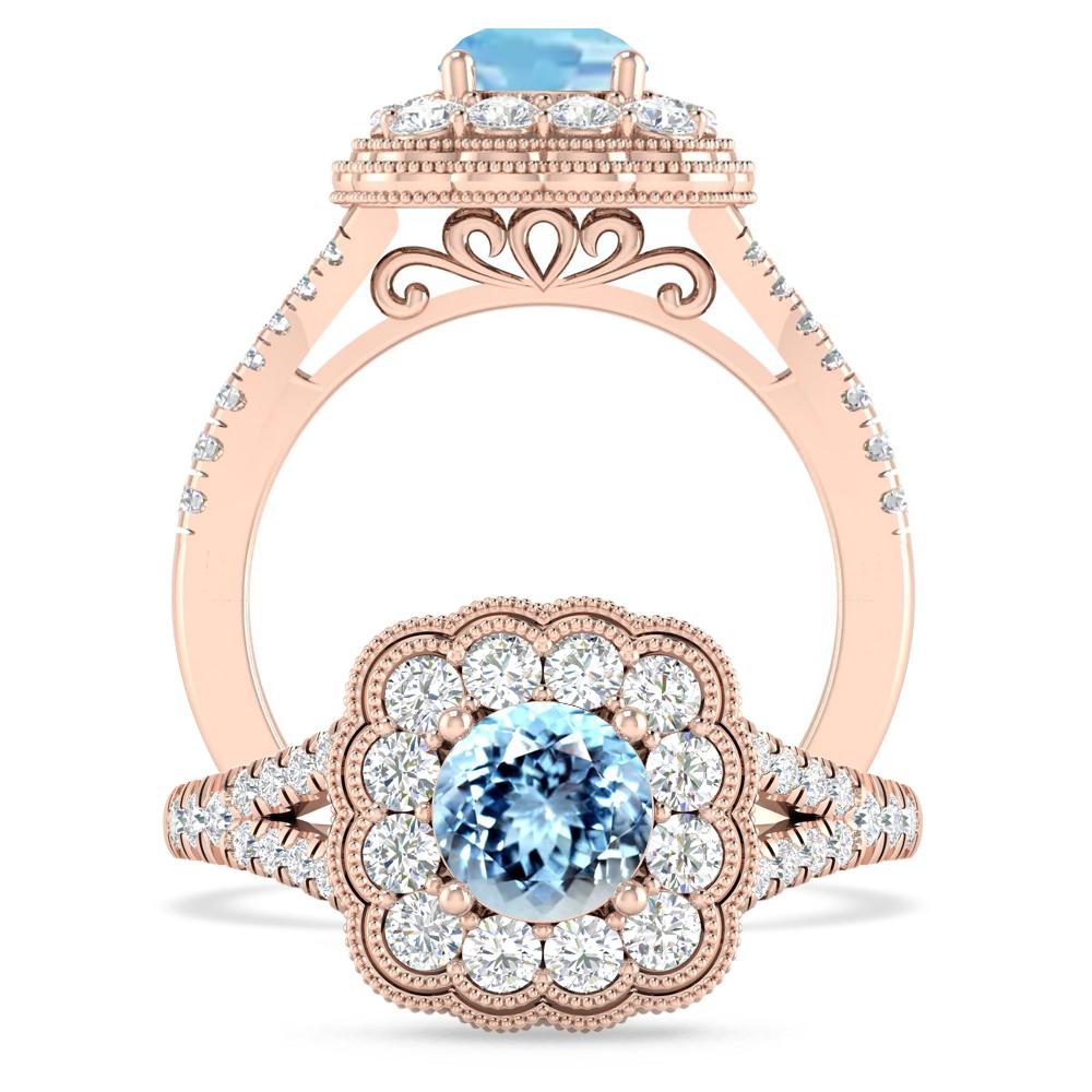 Rose Gold - Aquamarine