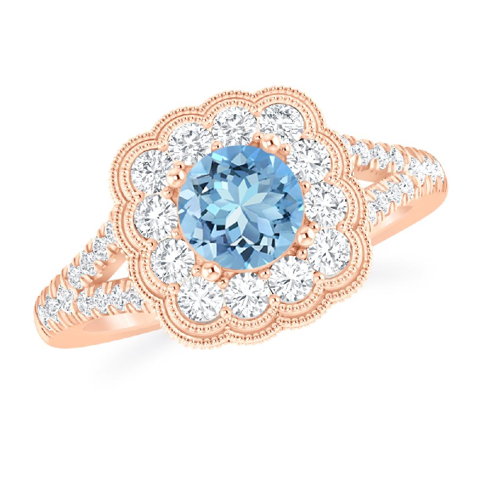 Rose Gold - Aquamarine