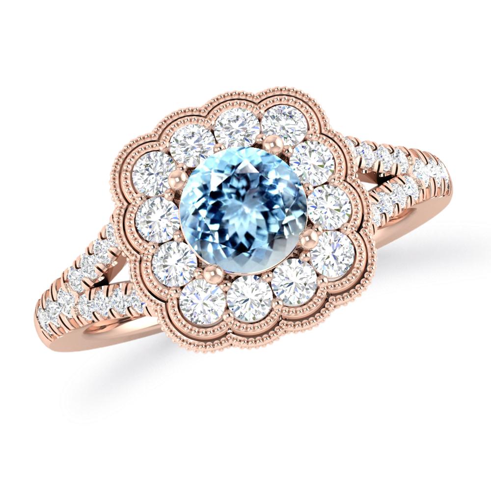 Rose Gold - Aquamarine